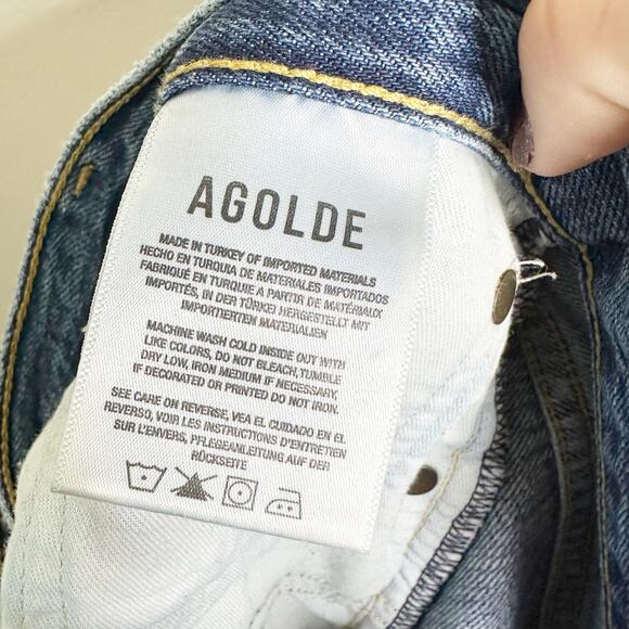 Agolde Womens Riley Jeans High Rise Straight Crop Leg Denim Frequency Size 30 - Picture 7 of 9